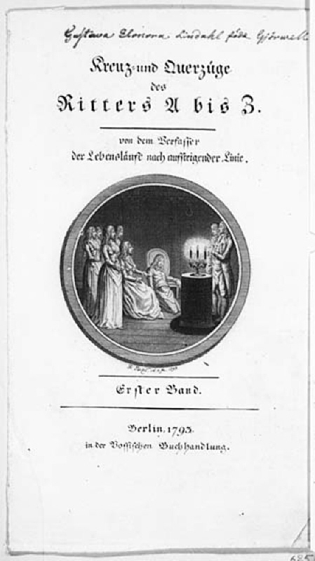 Vinjett på titelbladet. Ordensceremoni. Illustration till "Kreuz- und Querzüge des...A bis Z...."