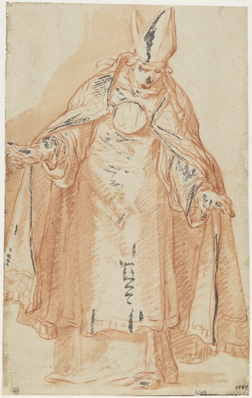 Bishop, Standing with Spread Out Arms, Bending Forward (Verso: See NMH 1644/1863)