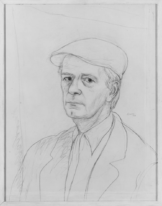 Självporträtt, Lennart Gram (1910-1996), konstnär, g.m. Sigrun Odhner