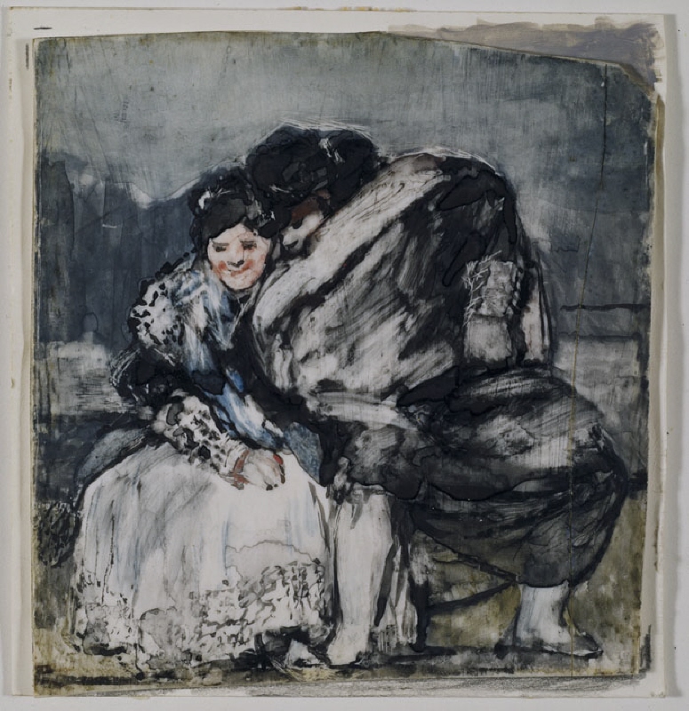 Seated Woman and Man in Spanish Cloak, Majo and Maja