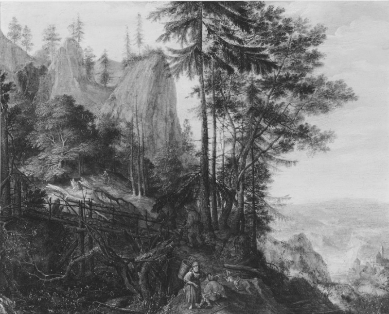 Mountainous Landscape with Figures and a Bridge