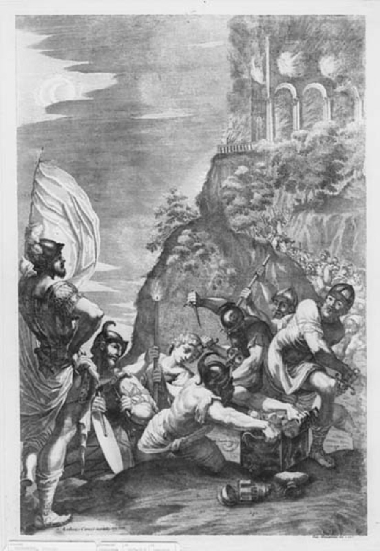 Goter plundrande klostret Monte Cassino. Scener ur Benedictus liv, 1-19