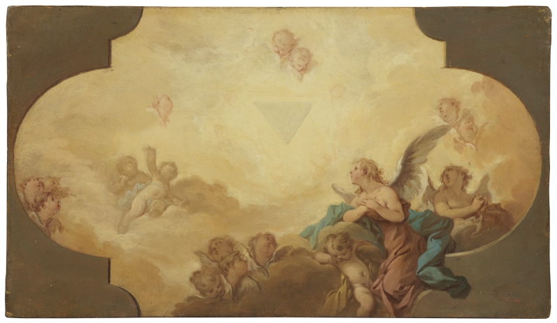 Angels Looking up at the Eye of God. Study