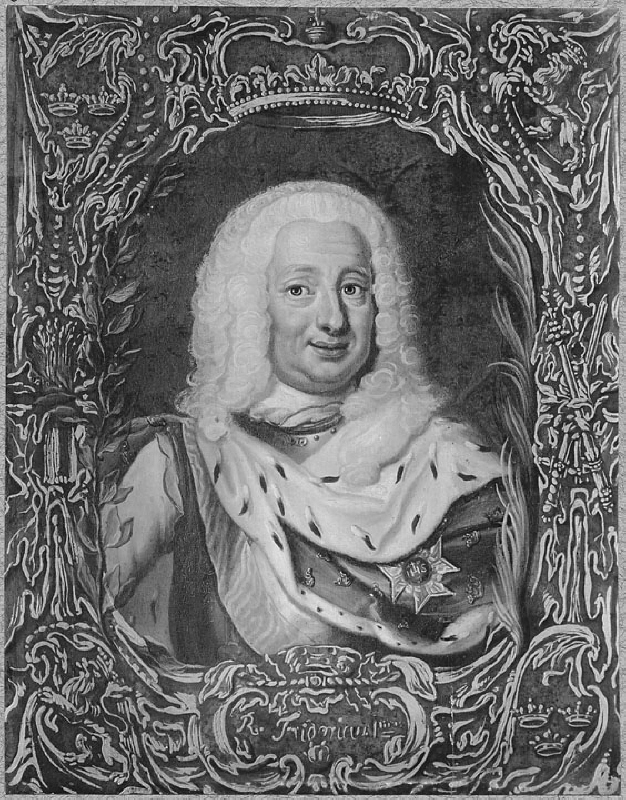 Fredrik I (1676-1751), count of Hessen-Kassel, king of Sweden, married to 1. Lovisa Dorotea Sofia of Prussia, 2. Ulrika Eleonora t.Y. of Sweden