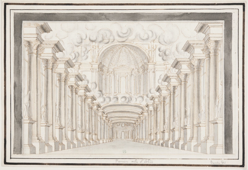 Decor for theatre; the temple of Cybele, for the second act of 'Atys',  opera by Lully