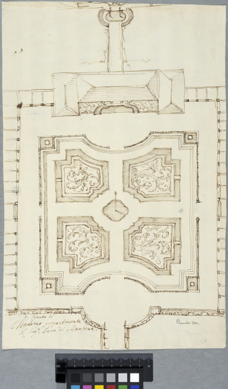 Palatsträdgård för hertigen av Mantua. Plan