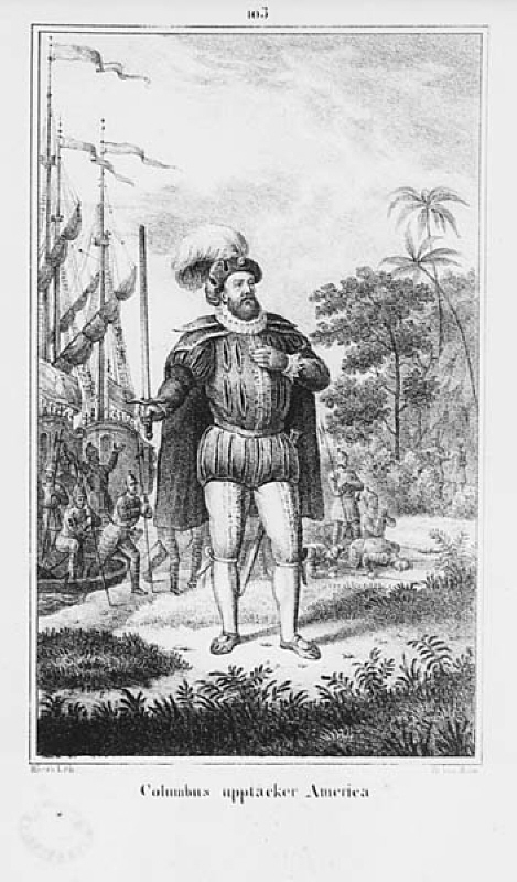 "Columbus upptäcker America". Illustration