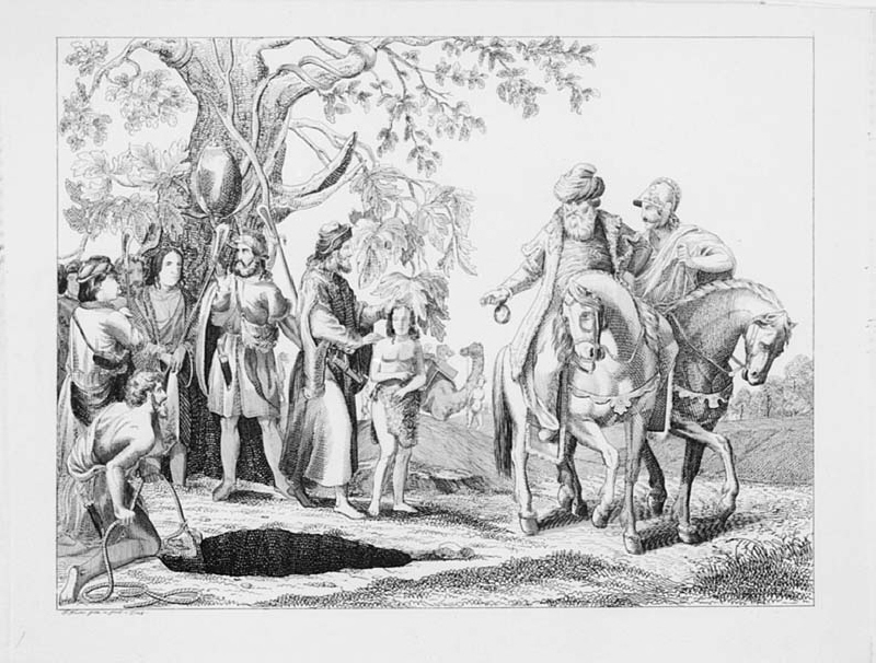Josef säljes av sina bröder, bibelillustration