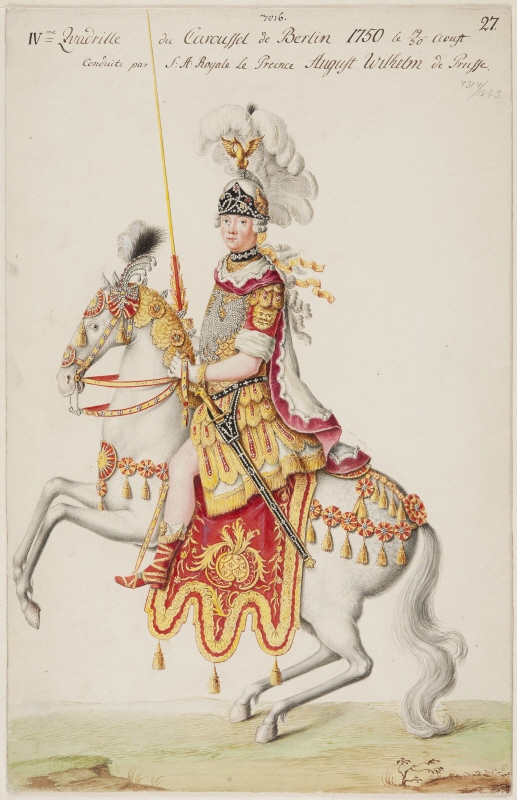 Prins August Wilhelm, ledare för den 1:a kadriljen - Romarna. Från karusellen i Berlin 1750