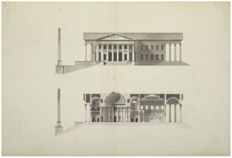Design for the Grand Palace at Haga. Side elevation and cross section