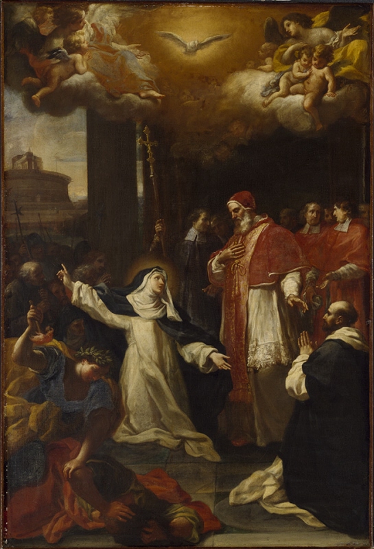 Sankta Katarina söker övertala påven att flytta från Avignon till Rom