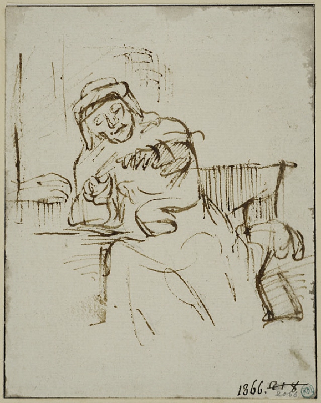 Seated Old Woman Cutting her Nails