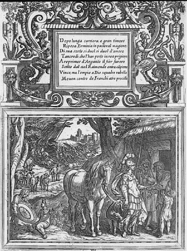 Tassos "Gerusalemme liberata" (1562). Illustration till "Canto VII"