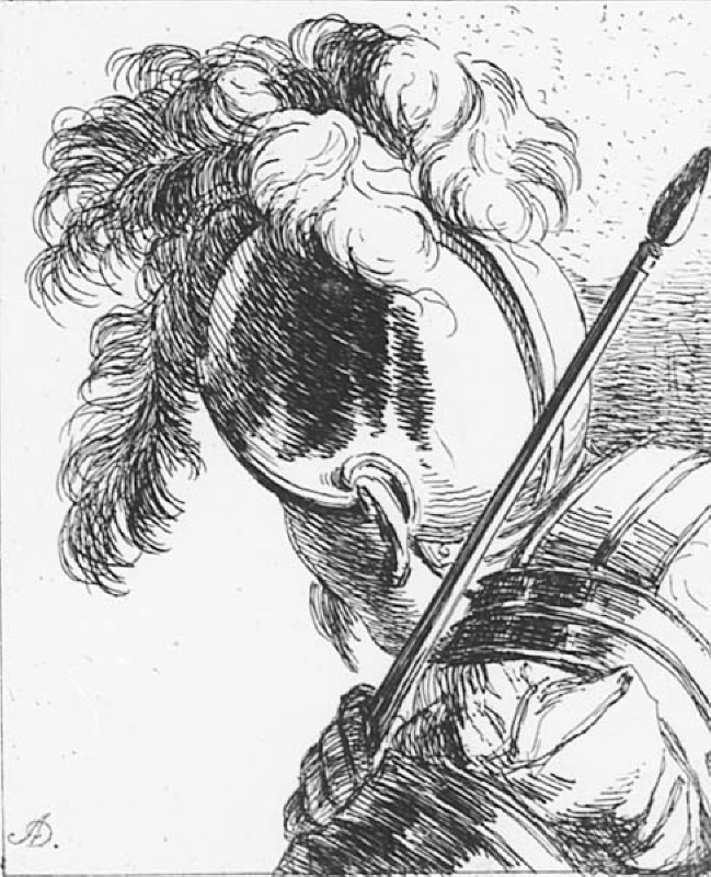 Romersk krigare med hjälm och lans. Ur Casselische Nebenstunden 1754