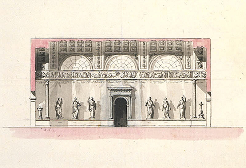 Design for section of the gallery for sculptures of Apollo and the nine Muses at the Palace of Haga