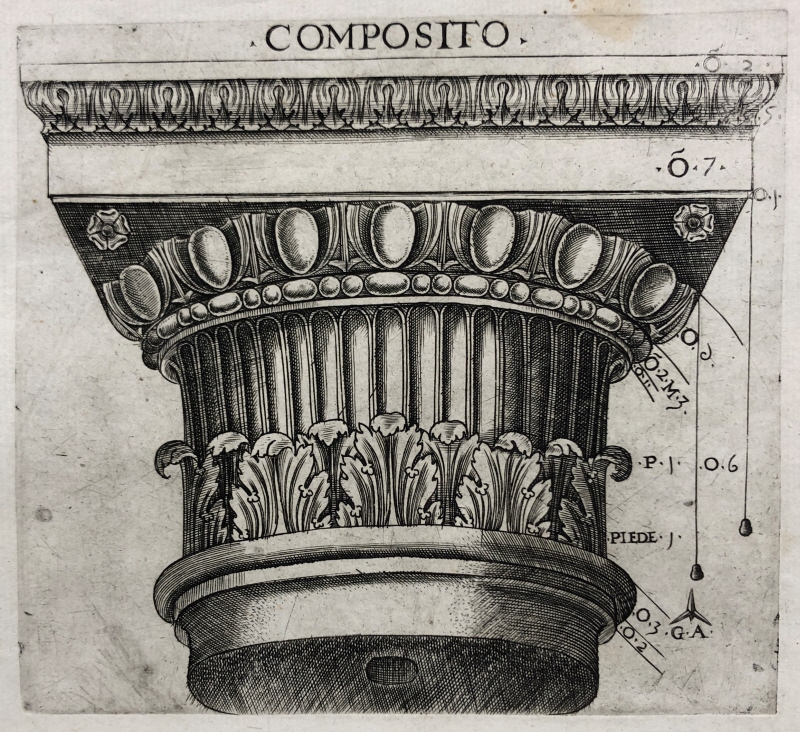Kapitäl, kompositions-, från antik byggnad, Rom