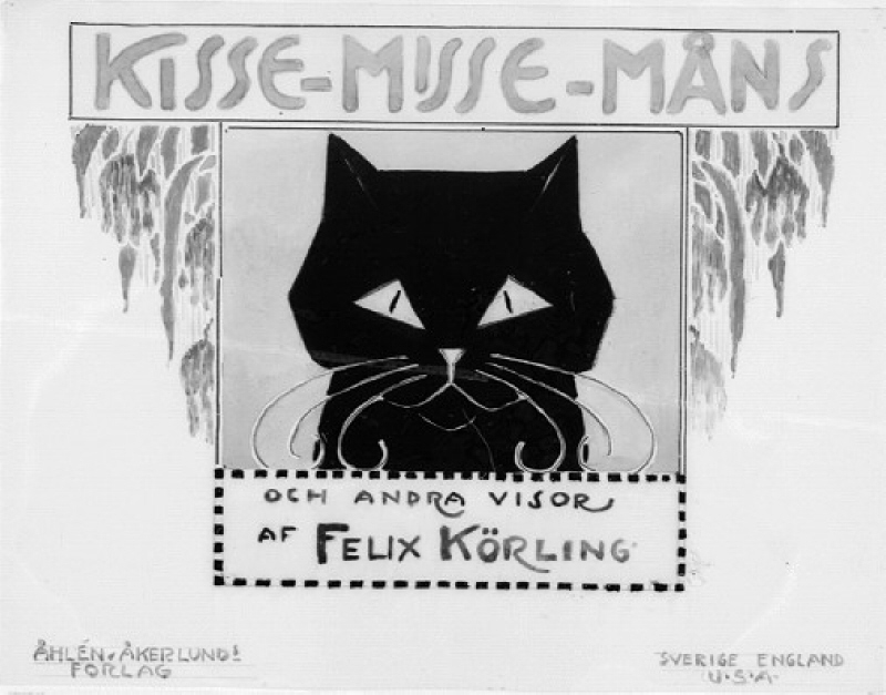 Förslag till omslag till "Kisse Misse Måns och andra visor",  Barnens stora julkalender 1913