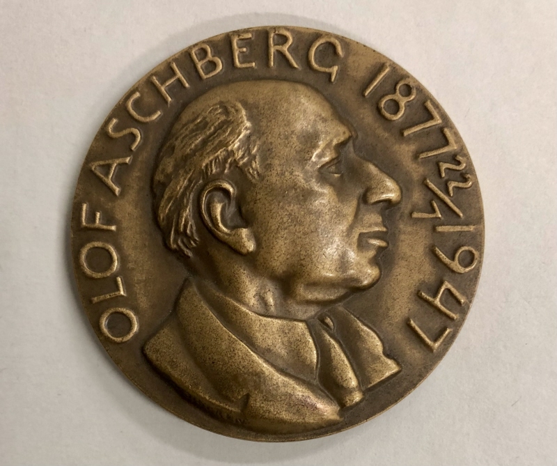 Olof Aschberg (1877-1960), finansman, minnesmedalj för hans 70-års dag