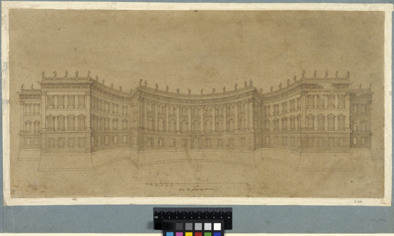 Design for the east facade of the Louvre, elevation, second scheme, Paris