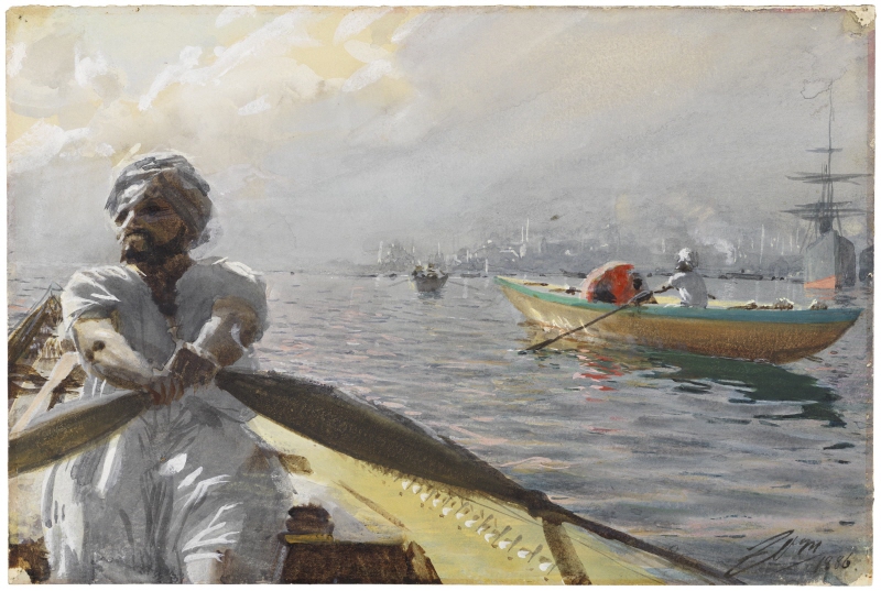 Turkish Boatman in the Constantinople Harbour