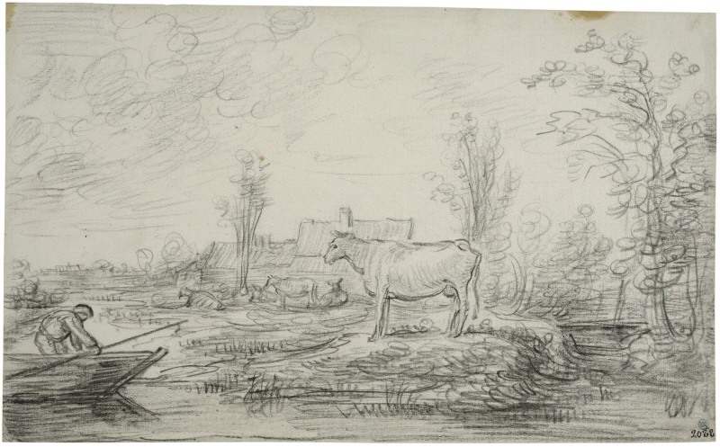 Canal Landscape with a Cow in the Foreground