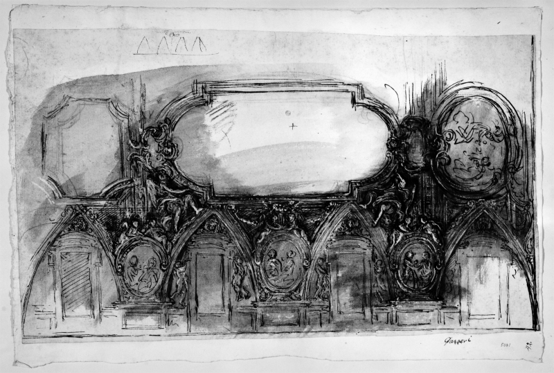 Project for a ceiling, suggesting the partition of the ceiling and the decoration of the spandrels