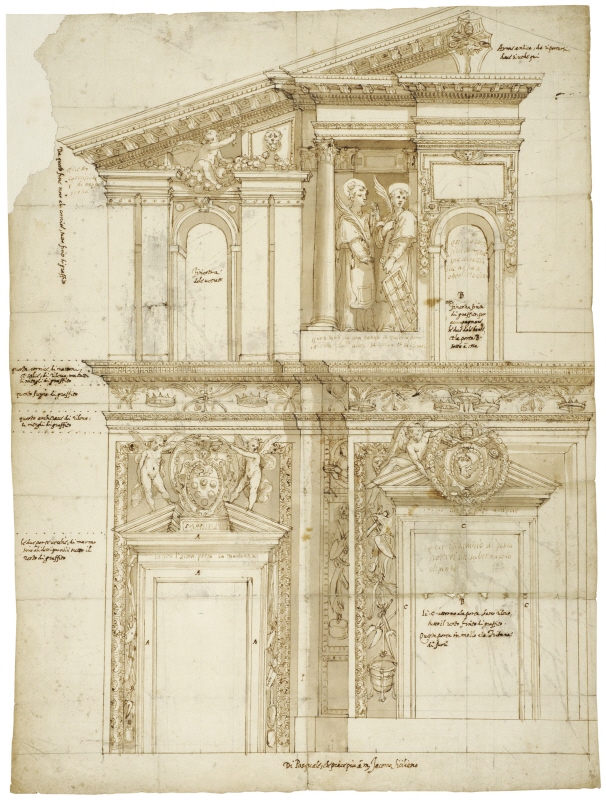 Rome: Santi Quirico e Giulitta, project for the sgraffito decoration of the façade, c. 1584