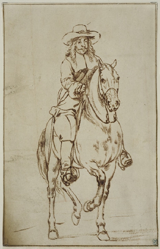 Porträtt av en man till häst