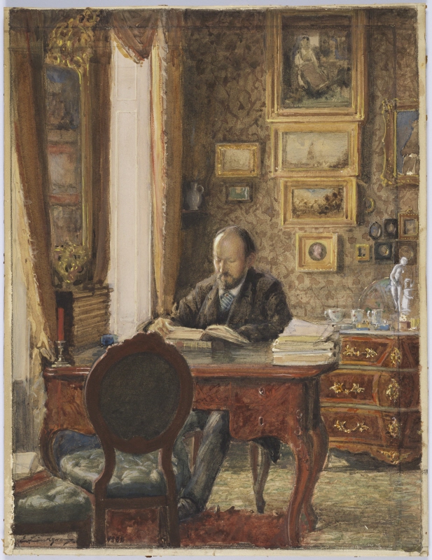 Edvard Nystrand vid sitt skrivbord