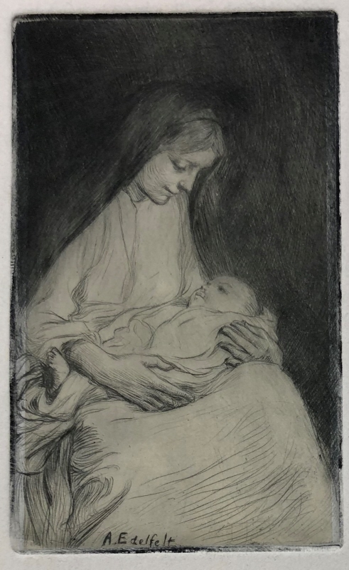 Madonna med barnet i sitt knä