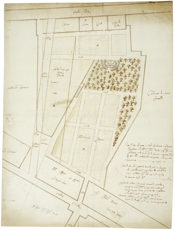 Rome: project plan for a street connecting Via Pia and Via Rasella on the Northern limit of the Este Garden on the Quirinal Hill, before 6 September 1624