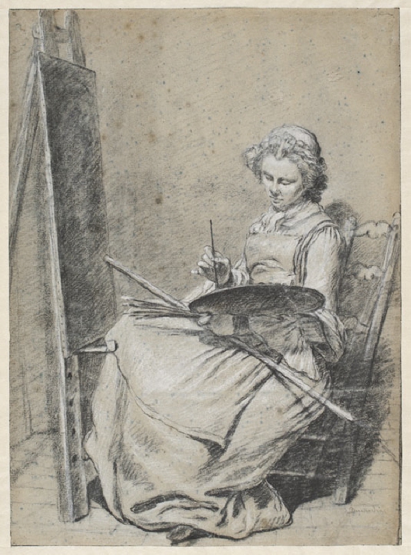 Ung kvinna vid sitt staffli