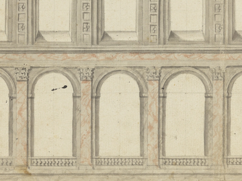Project for the Chapel of Versailles. Section through the two top storeys