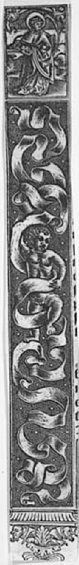 illustrationer till bönbok: Den heliga Stefanus?; naken i bandslingan
