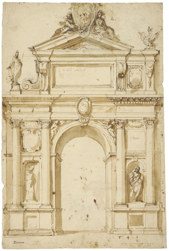 Rome: alternative design for a triumphal arch for the Possesso ceremony of Paul V Borghese, 1605