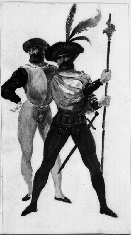 Figurskiss ur "Kejsar Fredrik III kröner Aeneas Sylvius med diktarlagern". Målning i Librerian i Siena