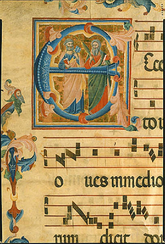 Two Apostlar (SS. Peter och Andrew). A Leaf from an Antiphonary