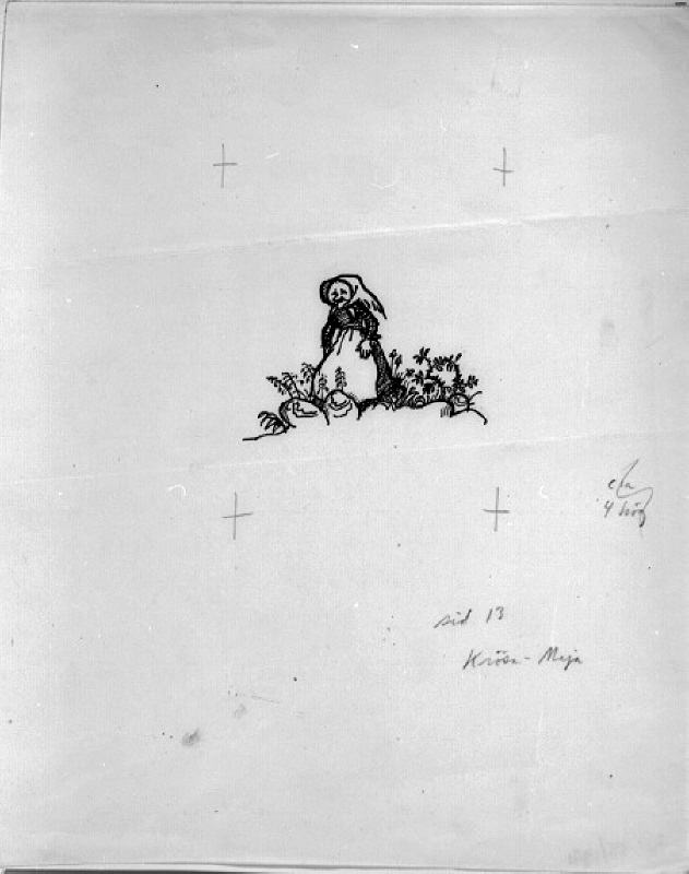 Illustration till "Nya hyss av Emil i Lönneberga" av Astrid Lindgren. Krösa-Maja, sidan 13