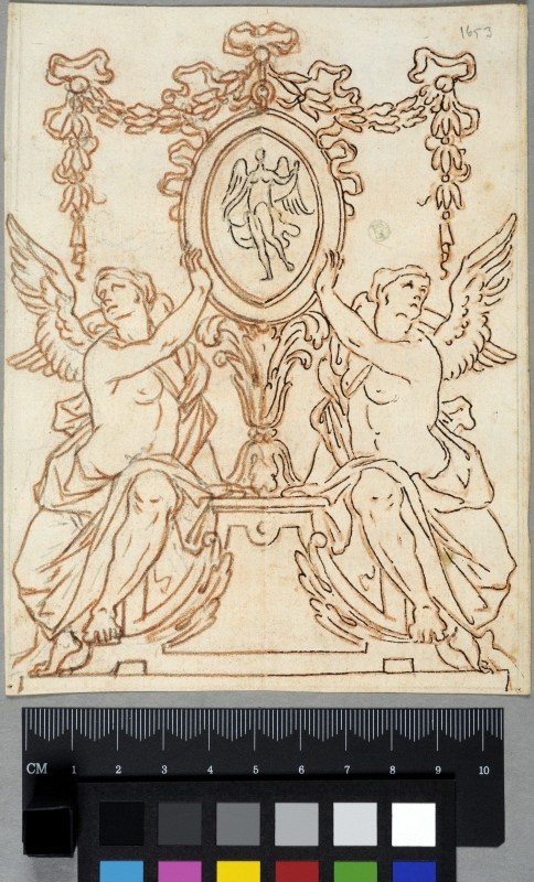 Decorative Panel with Winged Female Figures Holding a Medallion with Victory