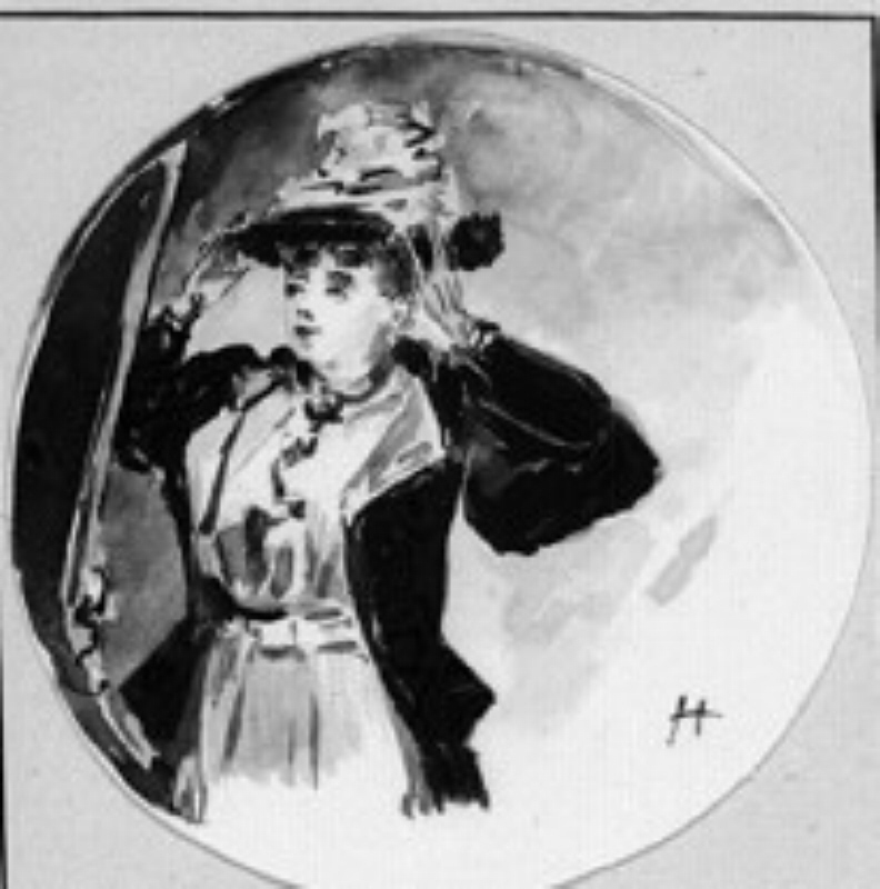 Kvinna som sätter på sig hatten