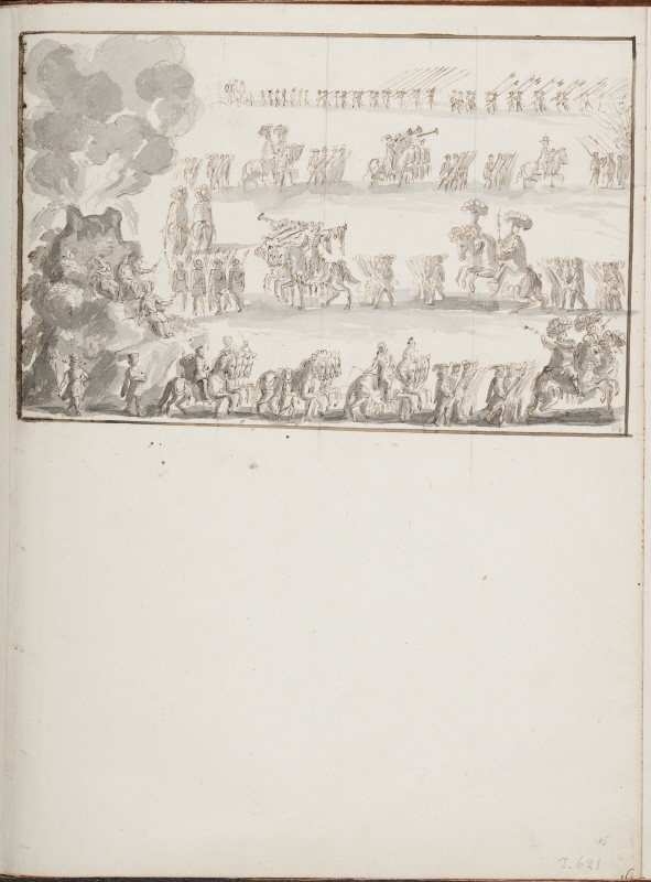 Festtåg representerande Vesuvius, Rom 1668