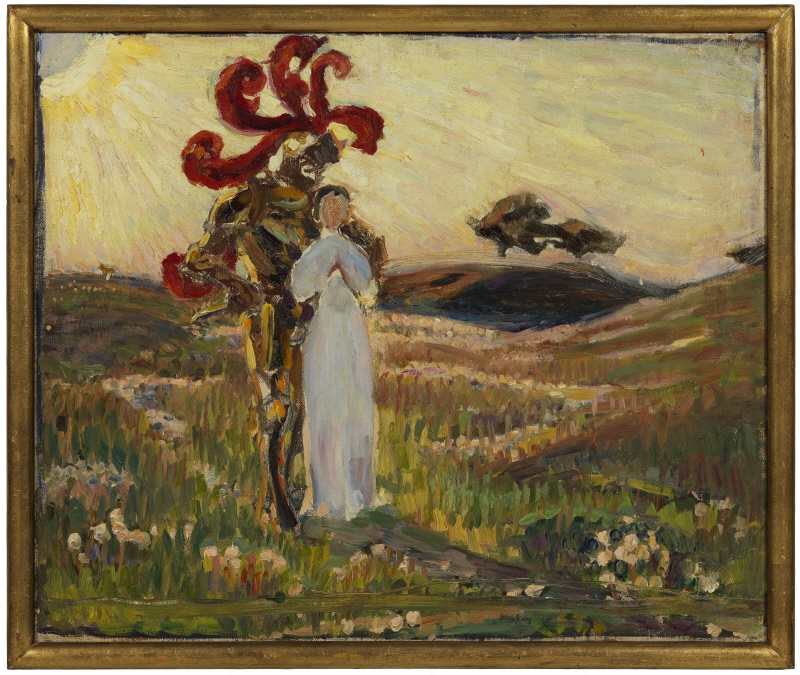Skiss till Riddaren och Jungfrun. Skiss 1894 till den 1897 utförda målningen i Thielska Galleriet