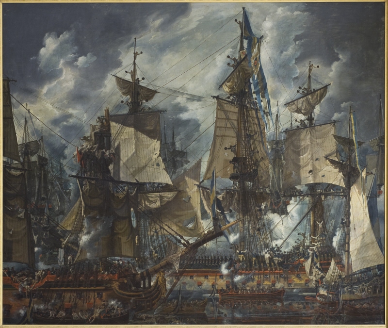Svenska chefsskeppet Gustaf III efter slaget vid Hogland 1788