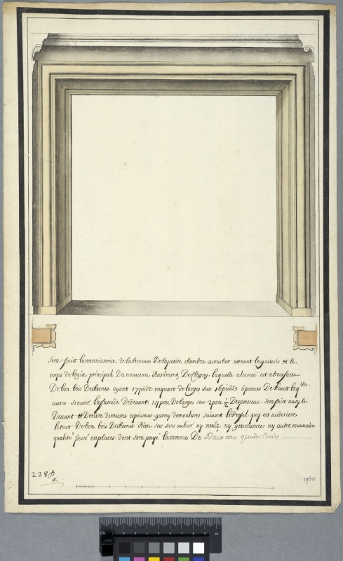 Listverk för alkov i en sängkammare på slottet Clagny. Med text av Pierre Bréau.