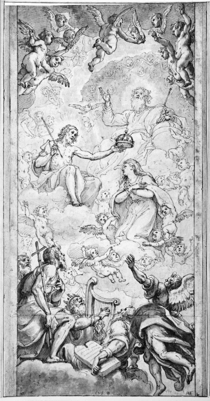 Kröningen av Jungfrun med Johannes Döparen, Kung David och Moses