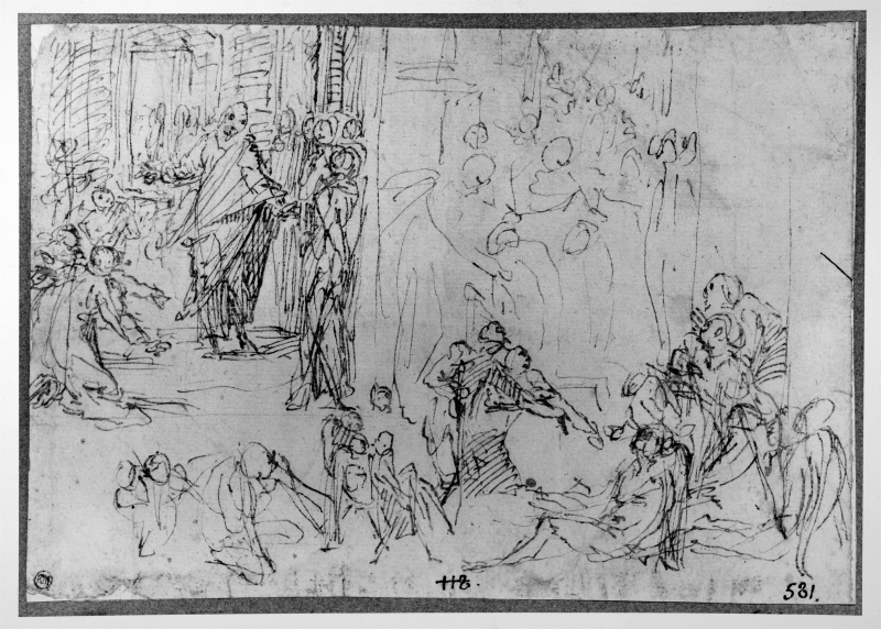 Three compositional studies: Christ in the temple and the Entombment