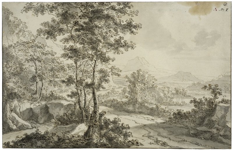 Italian Landscape with a Road Winding along a Mountainside