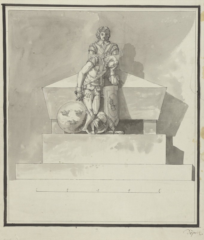 Sarkofag till Gustav III. Med den sörjande Gustaf Mauritz Armfelt
