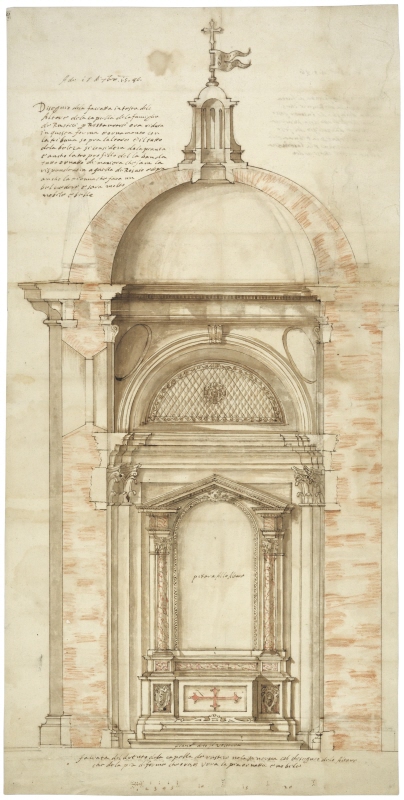 Rome: Santa Maria sopra Minerva, project for the reconstruction of the Rustici Chapel, transversal section, 1586