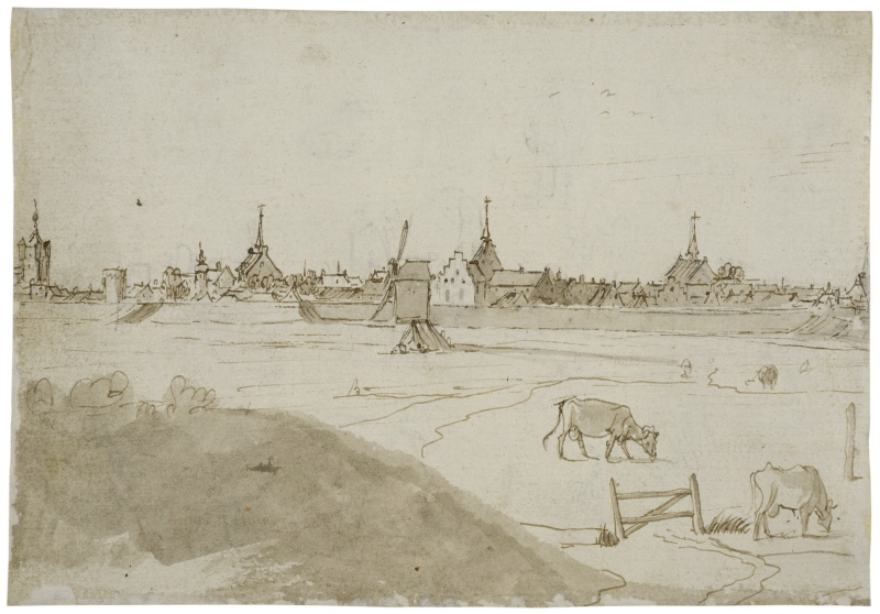 View of Zierikzee with Cows Grazing in the Foreground